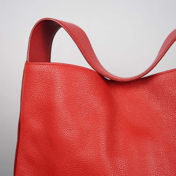 Prada Vitello Daino Red Leather Hobo Bag w/ Silver-Tone Hardware & Snap Closure - Picture 5 of 16